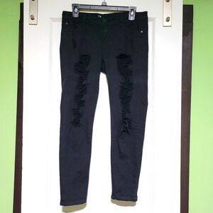 Cp Jeans Ankle Skinny Black Ripped Jeans Sz 9